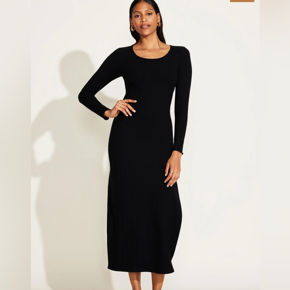 Vitamin A date night dress, black rib maxi